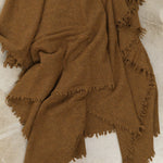 Maison De Vacances Home Throws Washed Virgin Wool Vice Versa Fringed Throw in Bronze Bronze / 98" L X 65" W