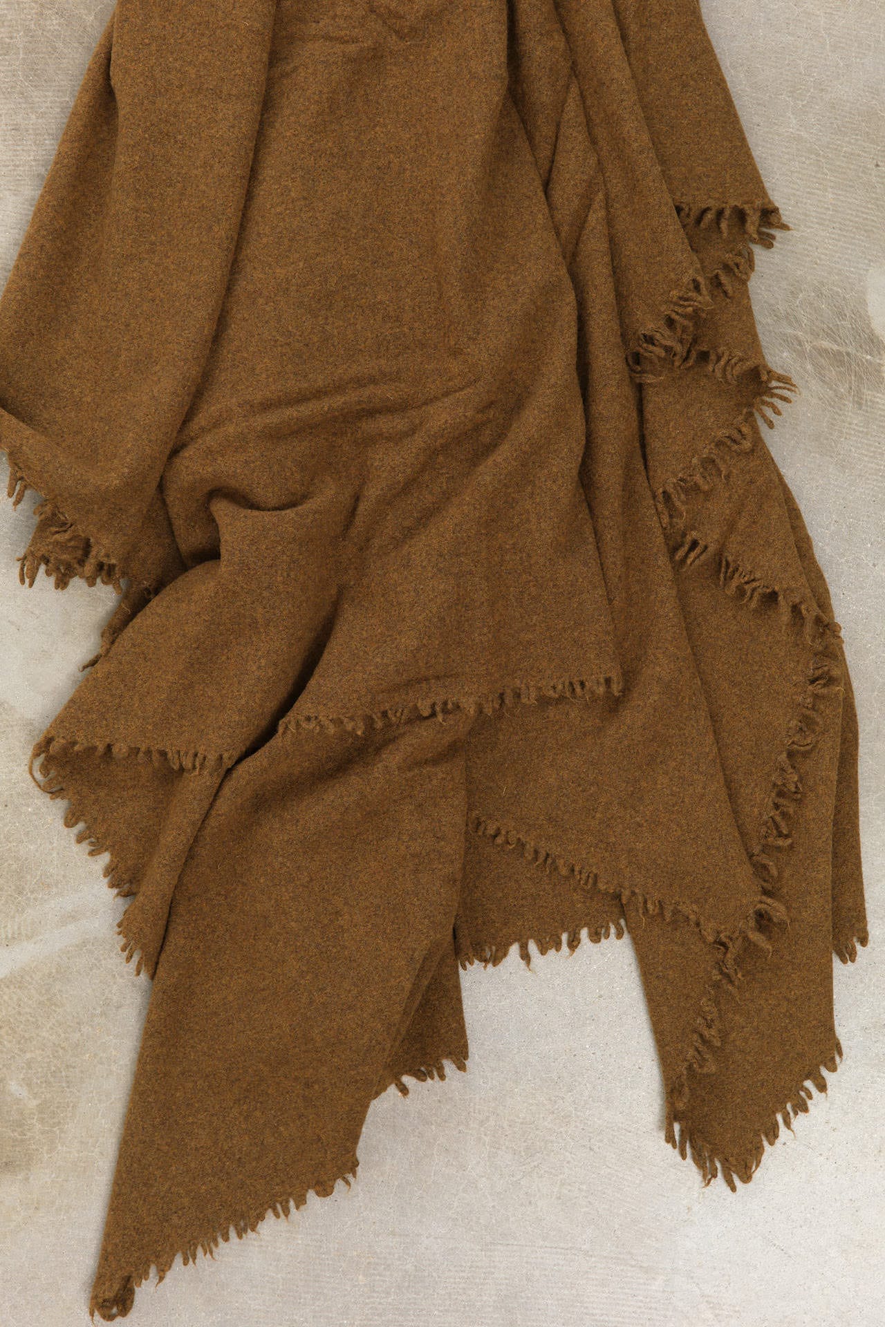 Maison De Vacances Home Throws Washed Virgin Wool Vice Versa Fringed Throw in Bronze Bronze / 98" L X 65" W