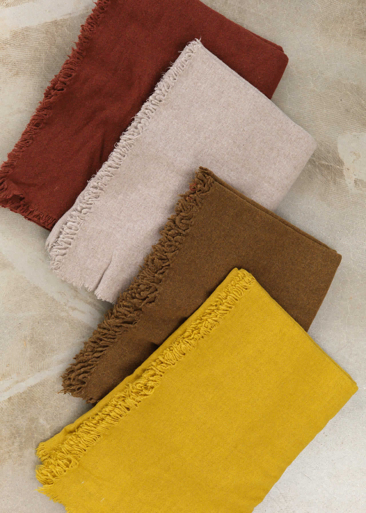 Maison De Vacances Home Throws Washed Virgin Wool Vice Versa Fringed Throw in Curry Curry / 98" L X 65" W