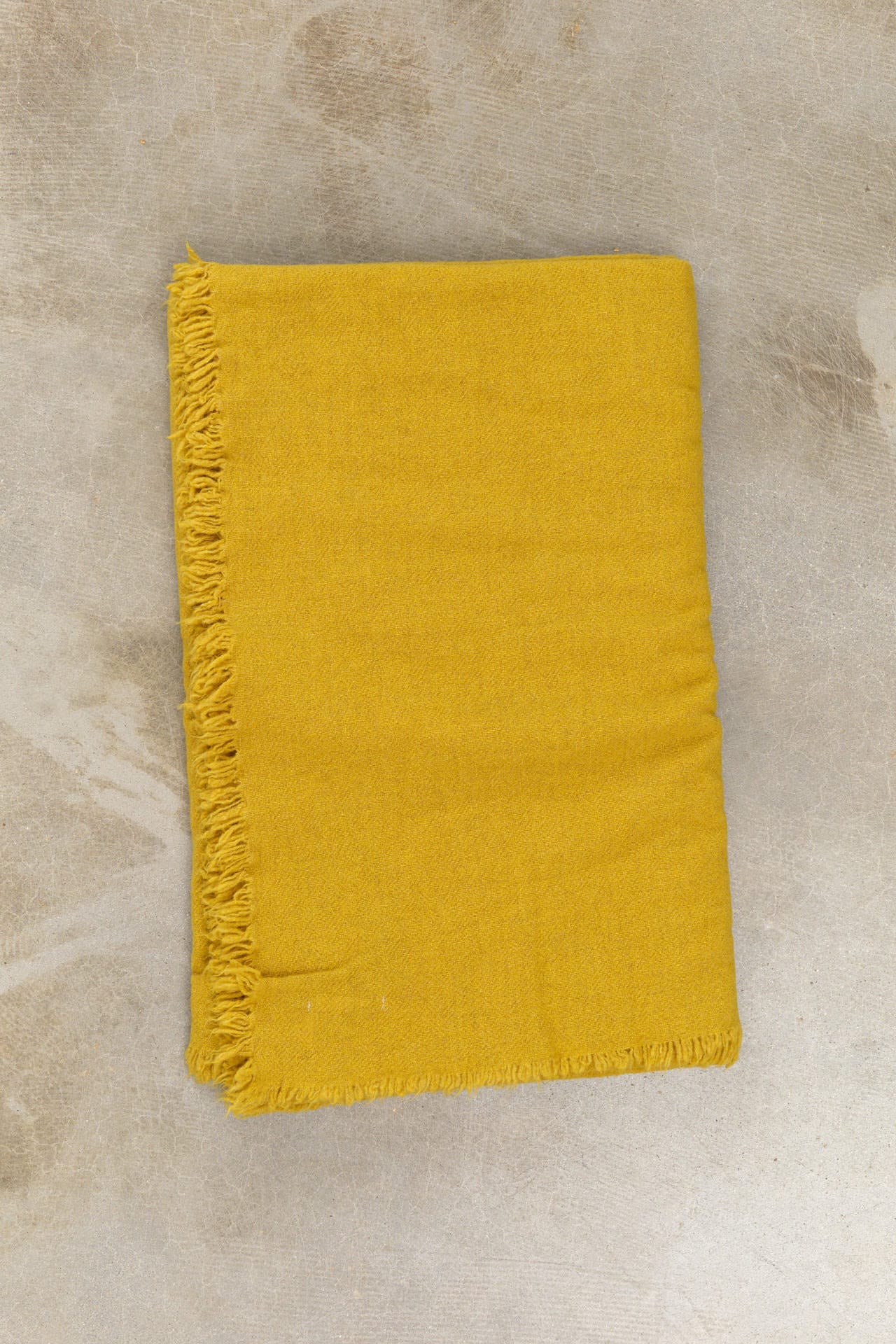 Maison De Vacances Home Throws Washed Virgin Wool Vice Versa Fringed Throw in Curry Curry / 98" L X 65" W