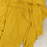 Maison De Vacances Home Throws Washed Virgin Wool Vice Versa Fringed Throw in Curry Curry / 98" L X 65" W