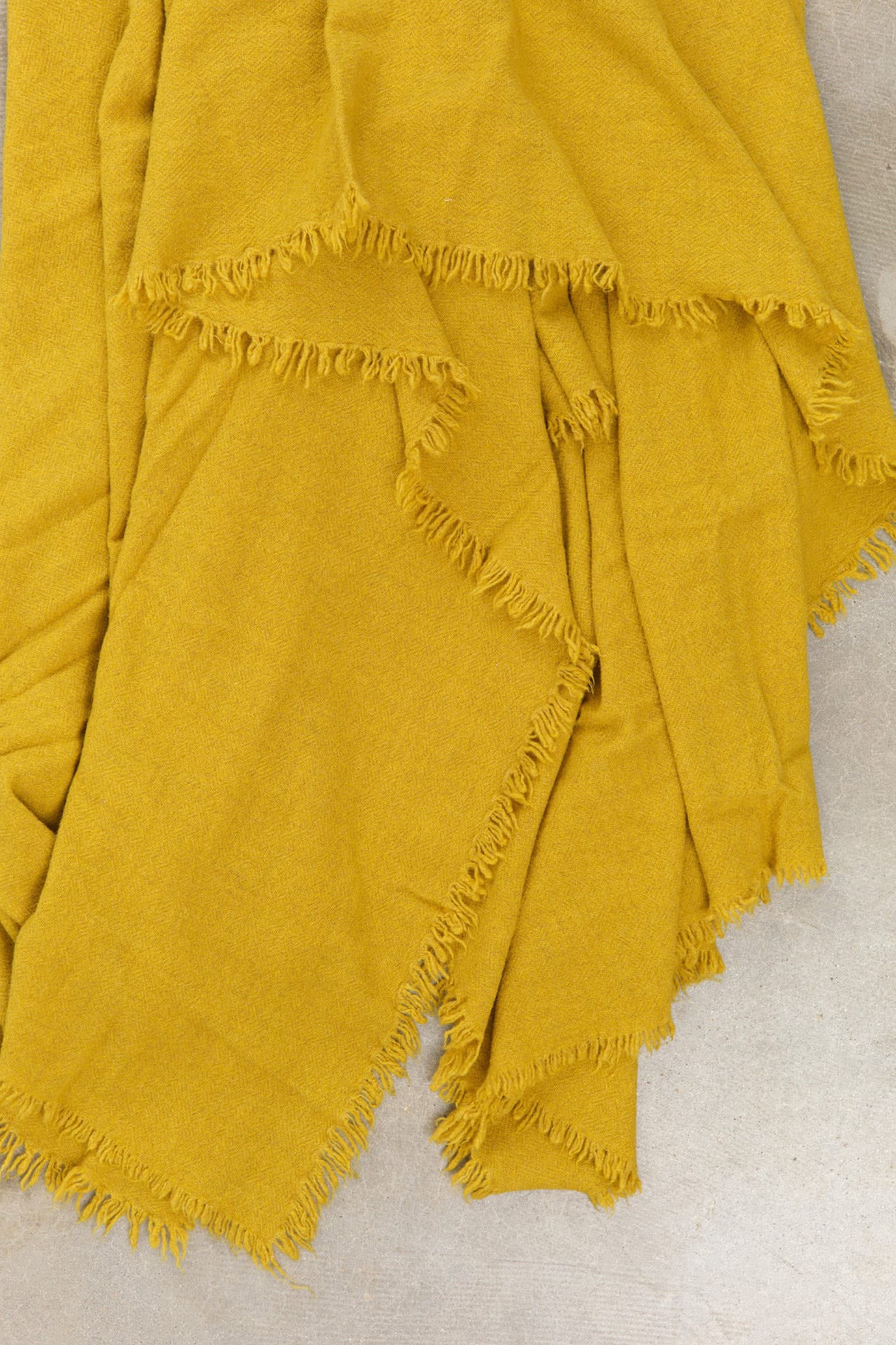 Maison De Vacances Home Throws Washed Virgin Wool Vice Versa Fringed Throw in Curry Curry / 98" L X 65" W