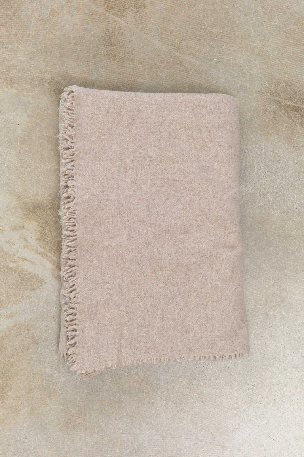 Maison De Vacances Home Throws Washed Virgin Wool Vice Versa Fringed Throw in Ecorce Ecorce / 98" L X 65" W