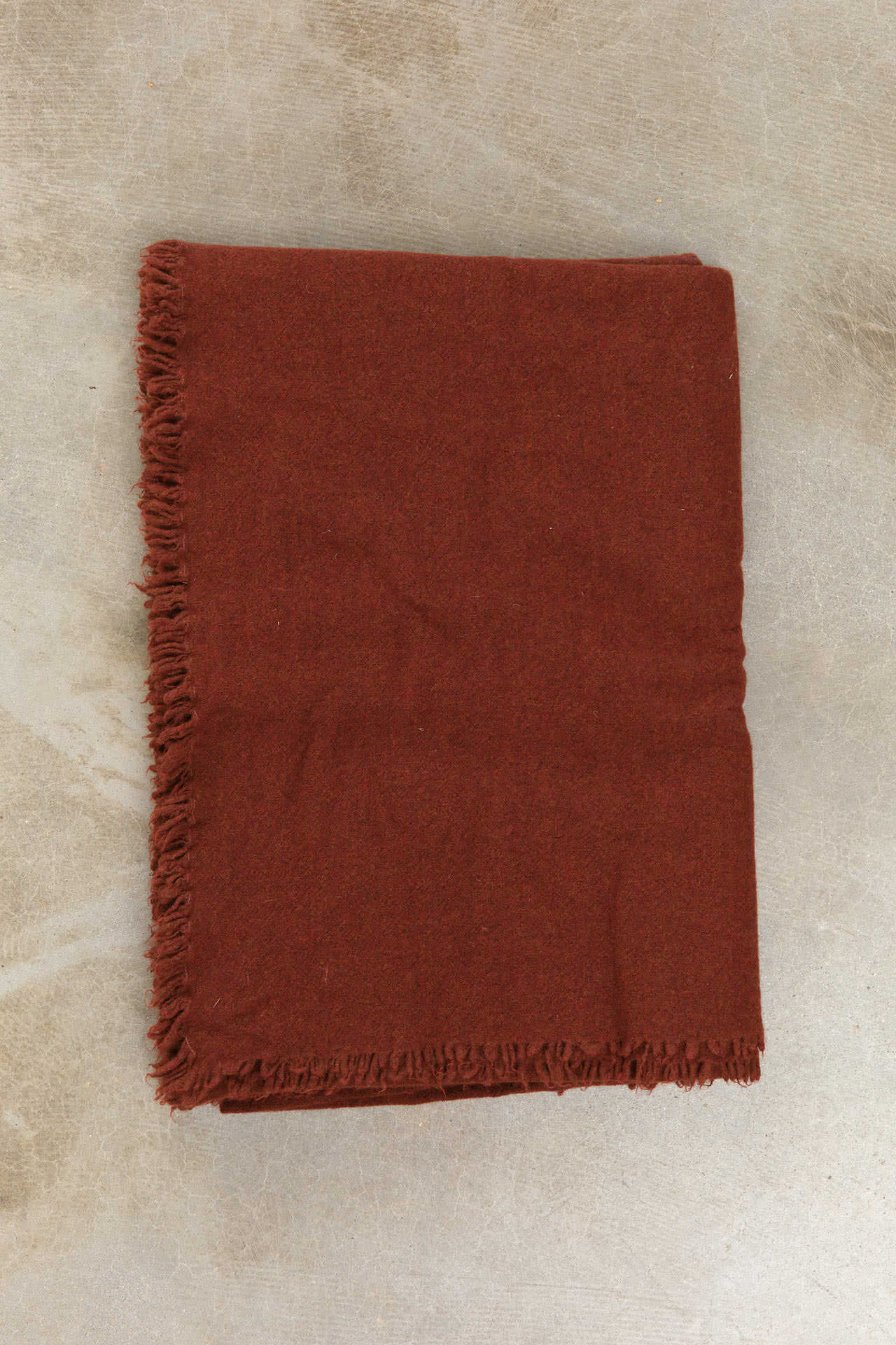 Maison De Vacances Home Throws Washed Virgin Wool Vice Versa Fringed Throw in Grenat Grenat / 98" L X 65" W
