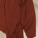 Maison De Vacances Home Throws Washed Virgin Wool Vice Versa Fringed Throw in Grenat Grenat / 98" L X 65" W
