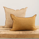 Maison De Vacances Home Pillows 26" X 26" Crumpled Washed Linen Vice Versa Cushion in Havane Havane/Givre / 26" X 26"