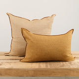 Maison De Vacances Home Pillows 16" X 24" Crumpled Washed Linen Vice Versa Cushion in Havane Havane/Givre / 16" X 24"