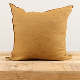 Maison De Vacances Home Pillows 26" X 26" Crumpled Washed Linen Vice Versa Cushion in Havane Havane/Givre / 26" X 26"