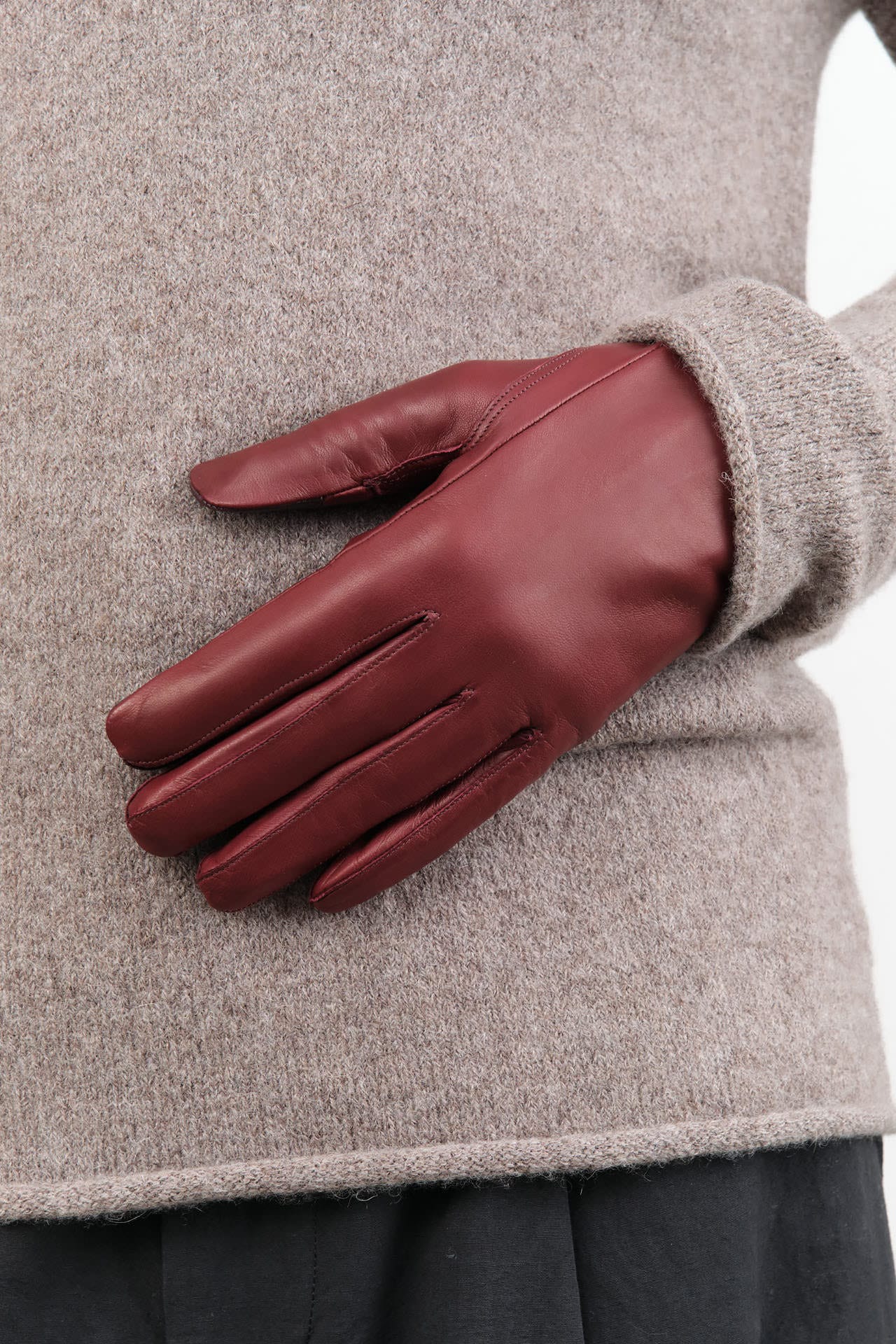 Maison Fabre Accessories Gloves Bachaumont Rabbit-Lined Gloves in Vino