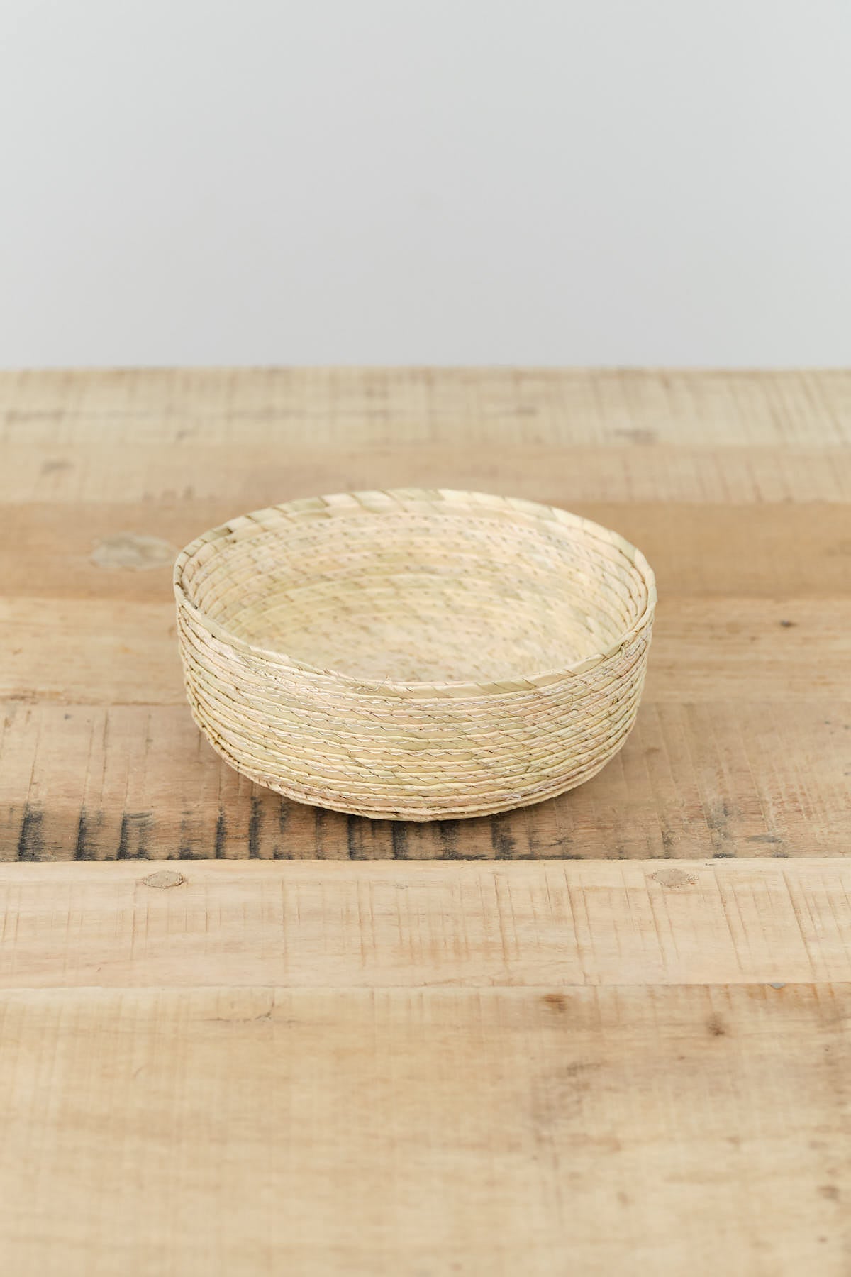 Small Open Round Storage Basket in Natural Tan by Makaua 