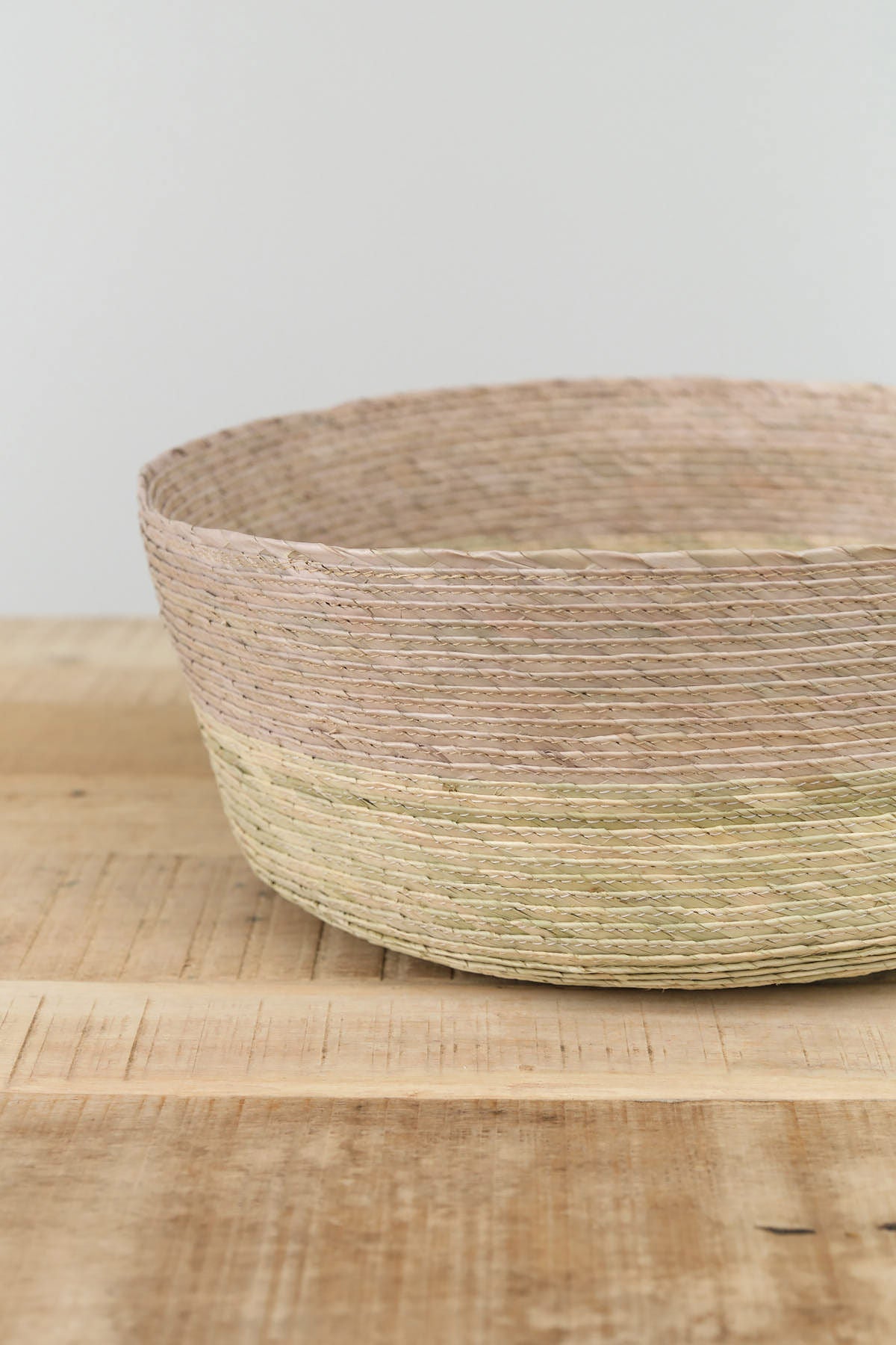 Small Round Open Storage Basket by Makaua in Natural Stripe