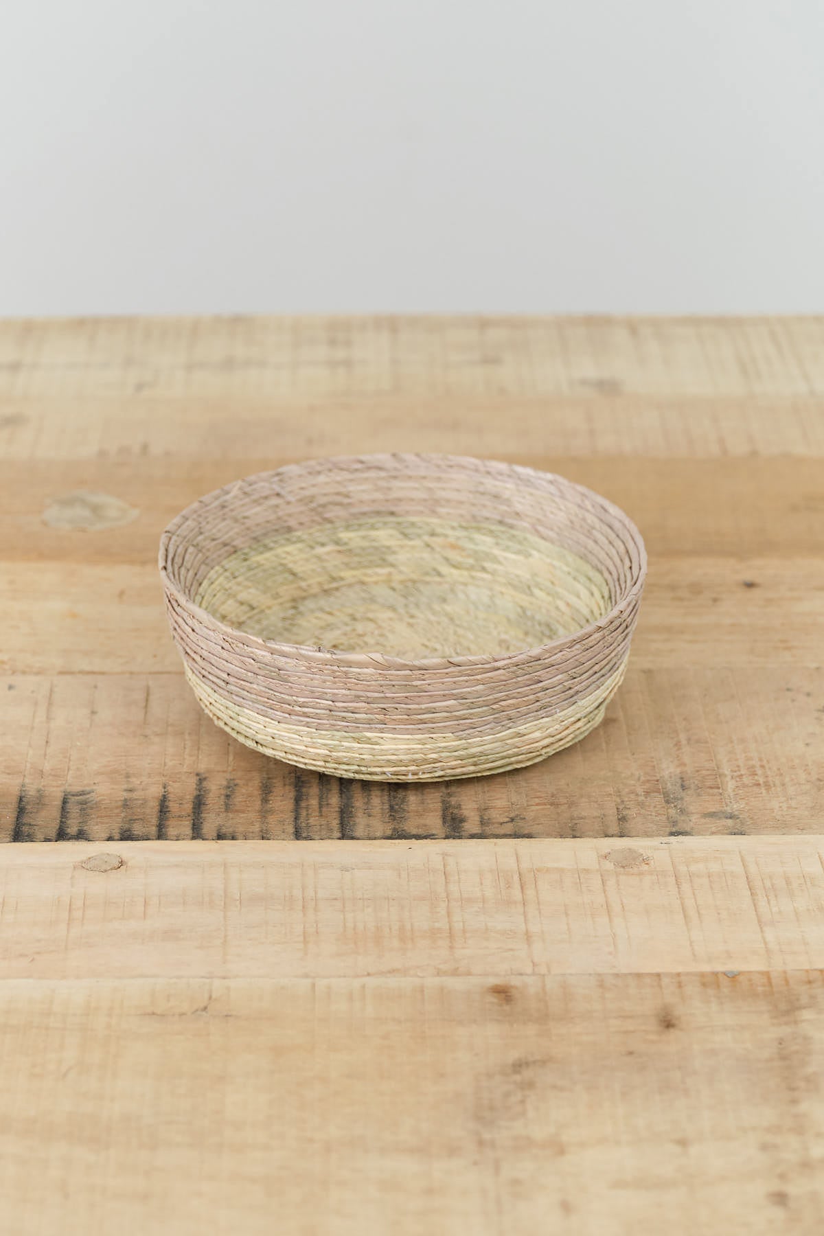 Makaua Small Round Open Basket in Natural Stripe