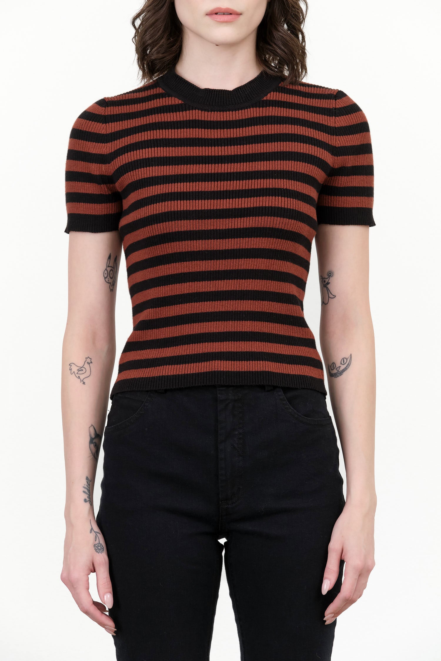 Jones Ribbed Tee by Maria Stanley in Cacao Stripes