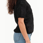 Maria Stanley Brand Short Sleeve Felted Wool Mahi Top in Noir Black 