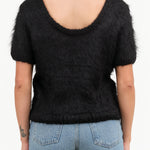 Noir Black Short Sleeve Felted Wool Mahi Top by Maria Stanley Brand