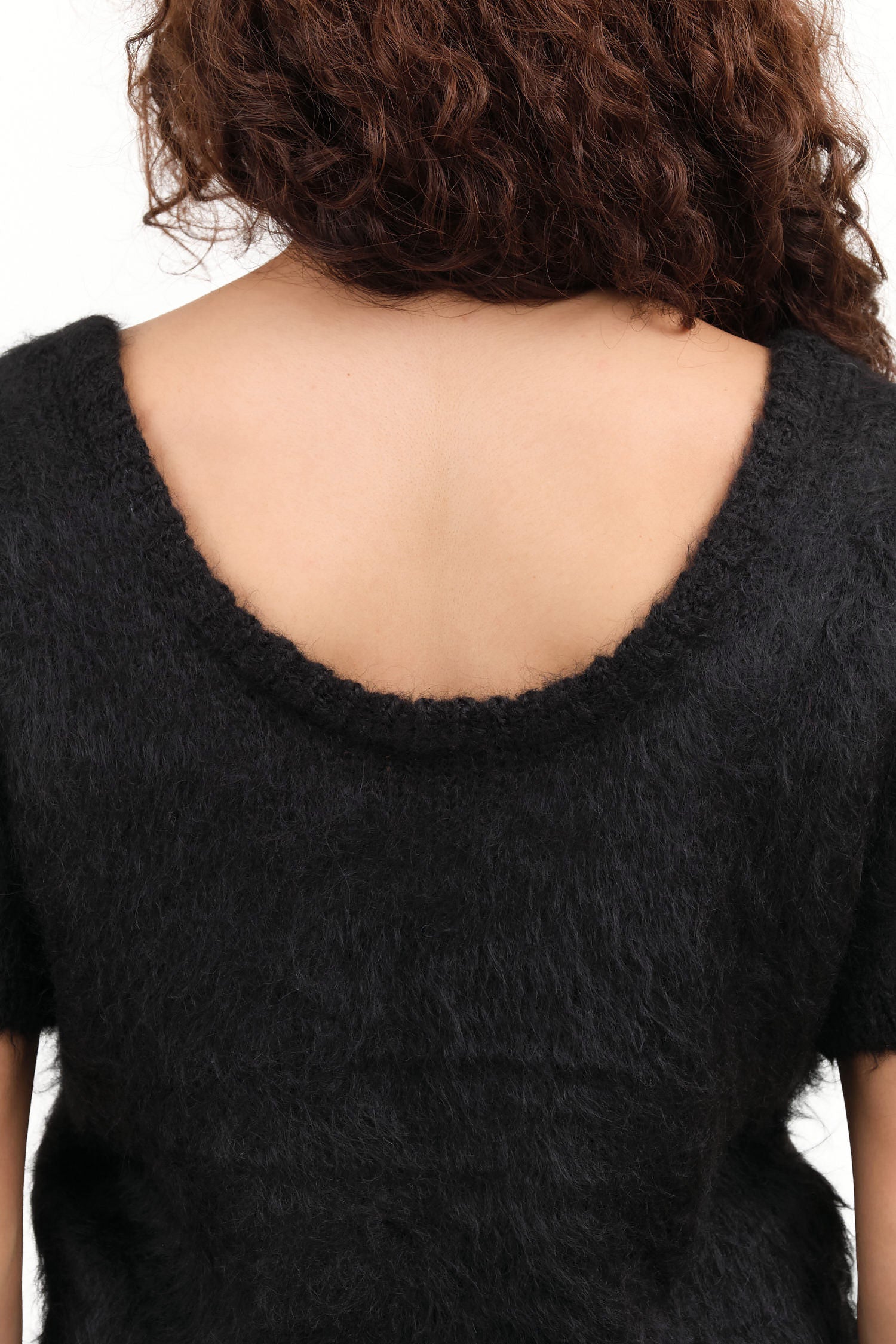 Short Sleeve Felted Wool Mahi Top in Noir Black by Maria Stanley Brand