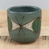 Matthew Ward Studio Handmade Ceramic Felix Cup with Carved Eye in Remix Green Glaze