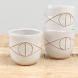 Matthew Ward Studio Handmade Ceramic Felix Cup with Carved Eye in White Glaze