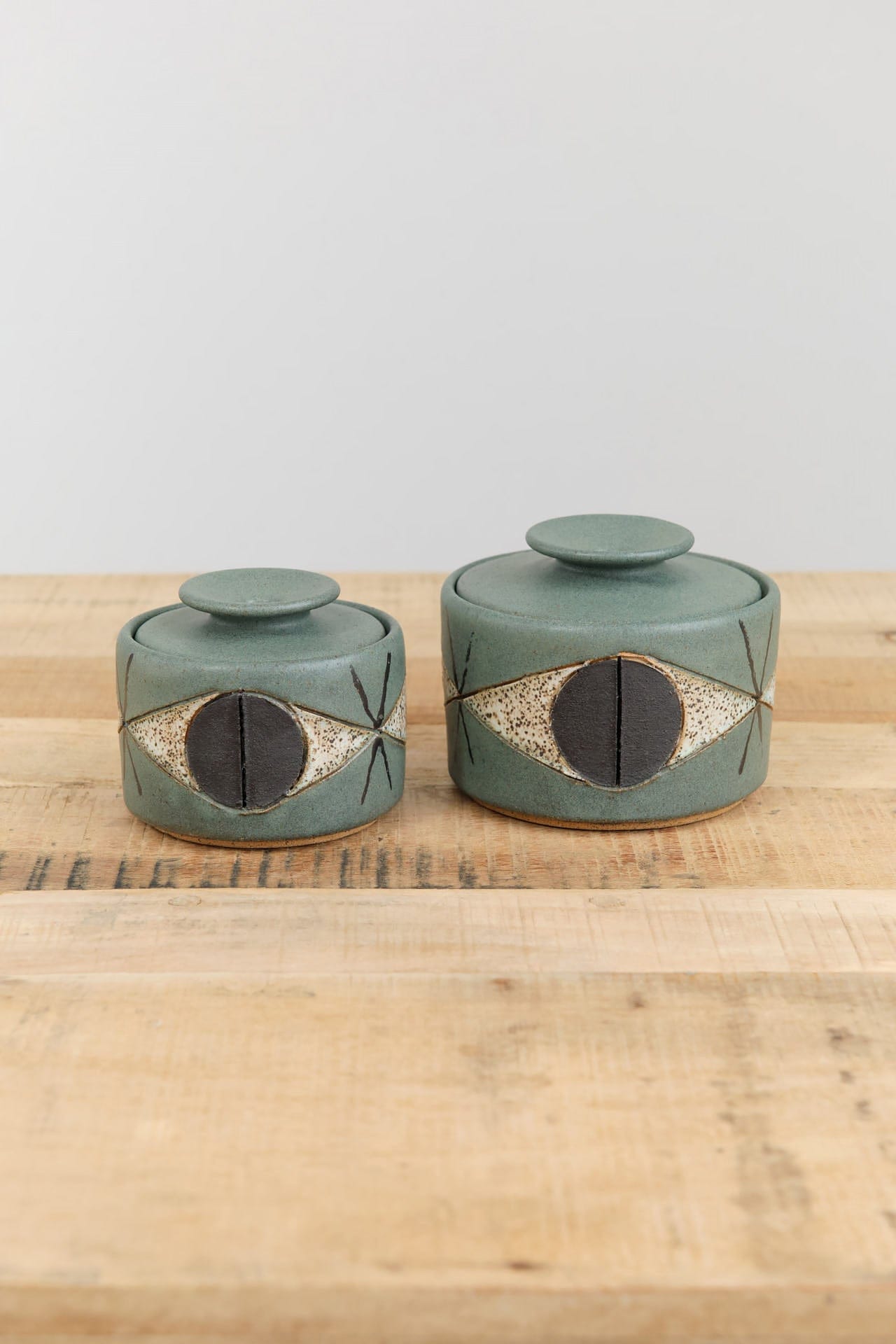 Matthew Ward Studio Art Ceramics Large Felix Jar in Green Green