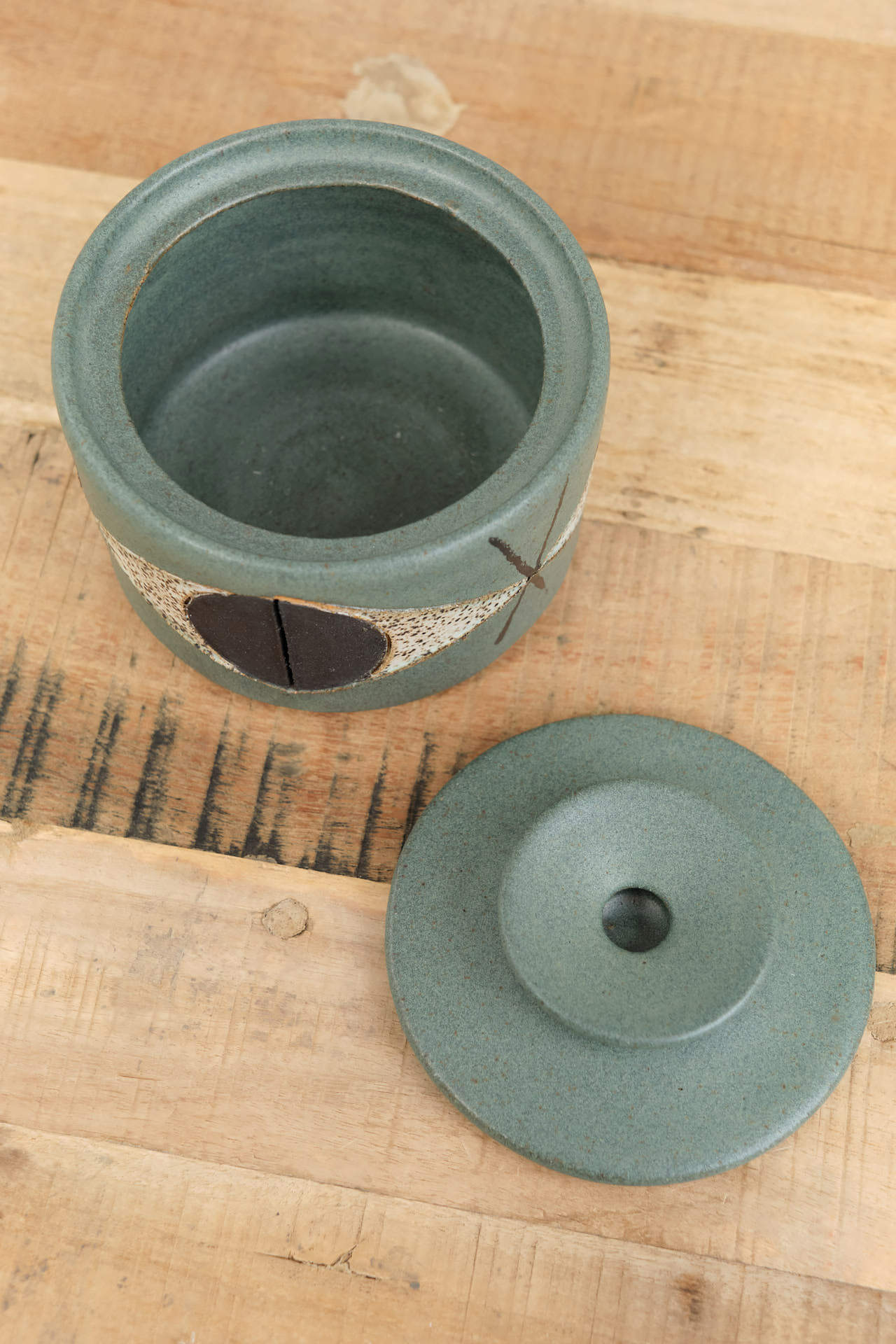 Matthew Ward Studio Art Ceramics Large Felix Jar in Green Green