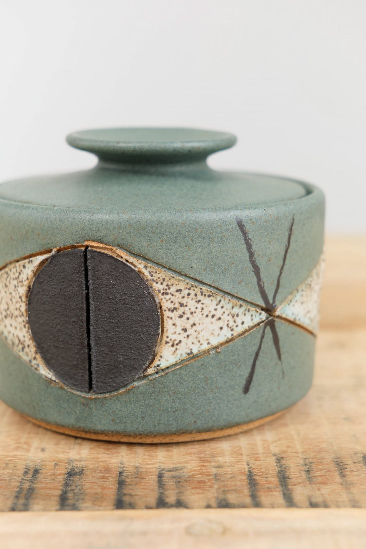 Matthew Ward Studio Art Ceramics Large Felix Jar in Green Green