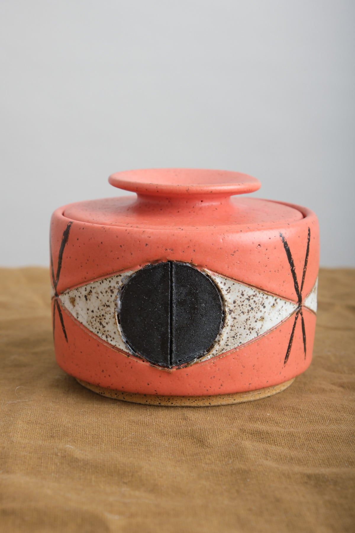 Matthew Ward Studio Large Felix Jar in Coral with Eye Ball Designs