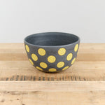 Matthew Ward Studio Art Ceramics Polka Dots Bowl Slate and Yellow