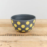 Matthew Ward Studio Art Ceramics Polka Dots Bowl Slate and Yellow