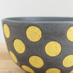 Matthew Ward Studio Art Ceramics Polka Dots Bowl Slate and Yellow