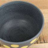 Matthew Ward Studio Art Ceramics Polka Dots Bowl Slate and Yellow