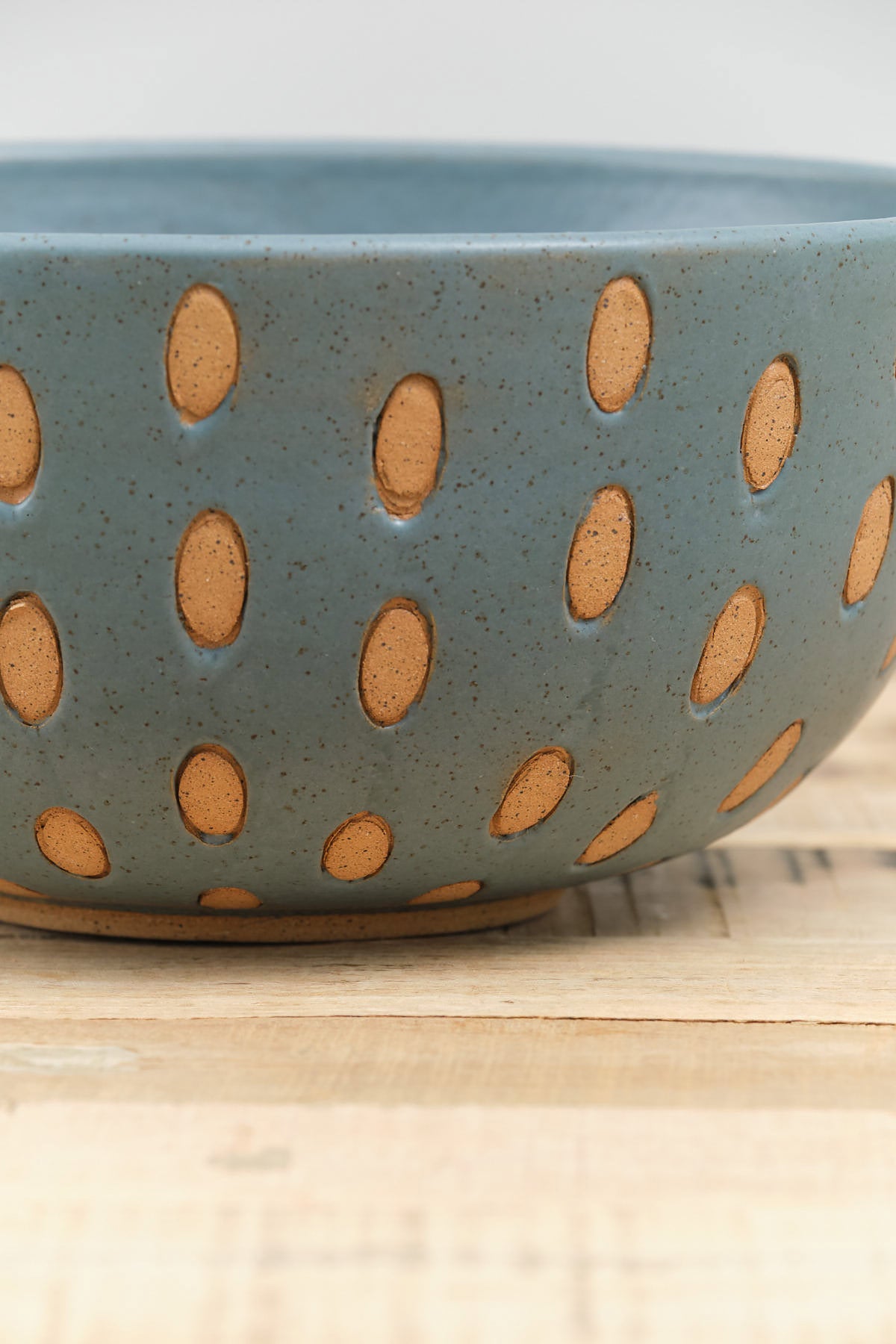 Handmade Ceramics Fruit Seeds Large Bowl in Blue Speckled Glaze by Matthew Ward Studio 