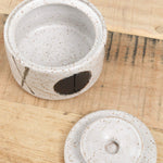 Matthew Ward Studio Handmade Ceramic Small Felix Jar with Lid and Eye Design in White