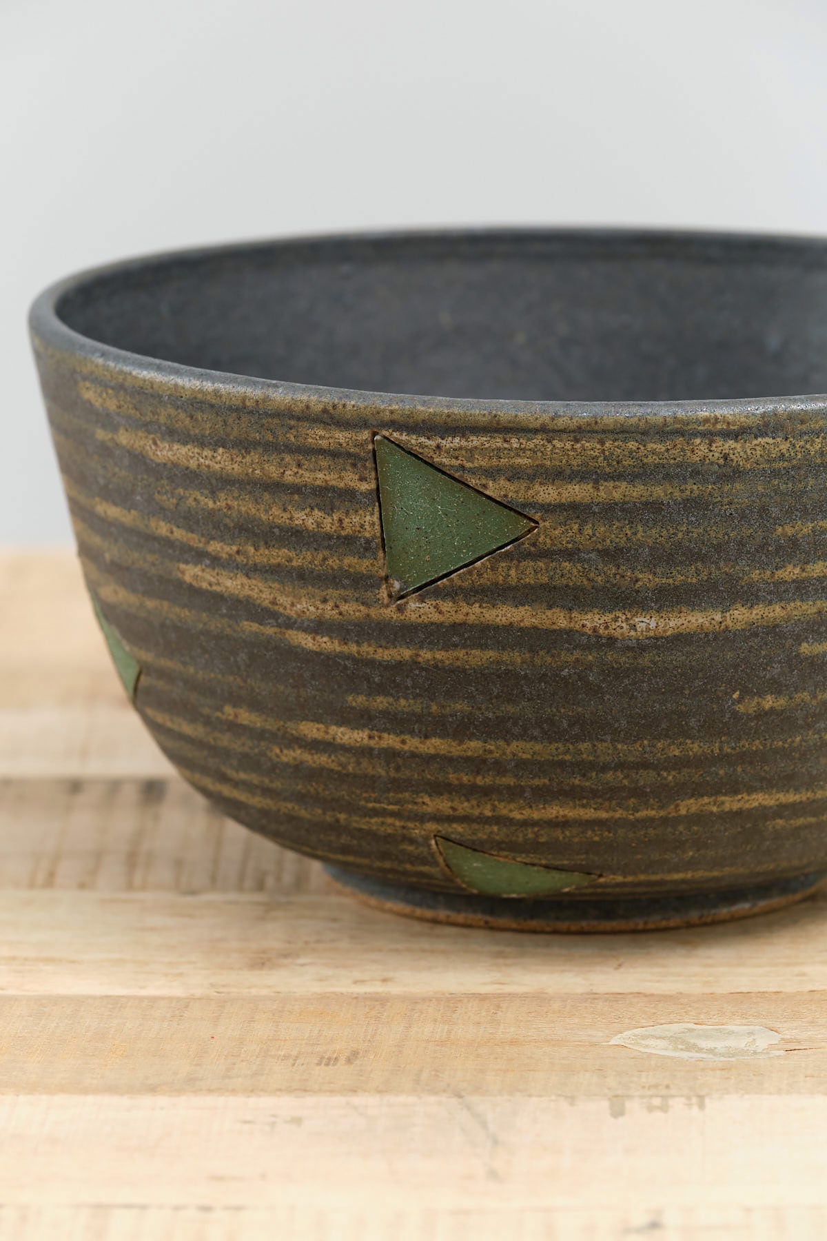 Blue Green Striped Directional Bowl by Matthew Ward Studio