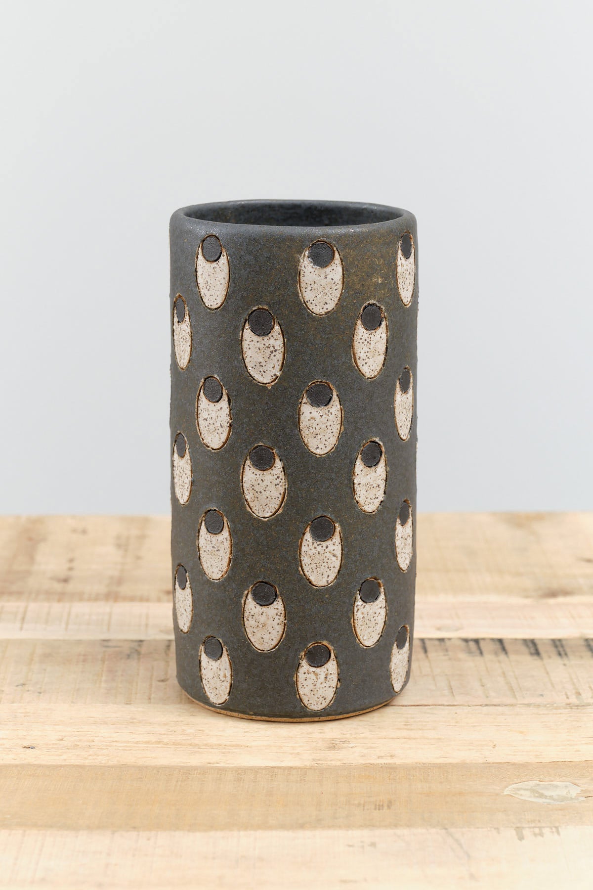 Tall Eyes Vase by Matthew Ward Studio in Blue Black