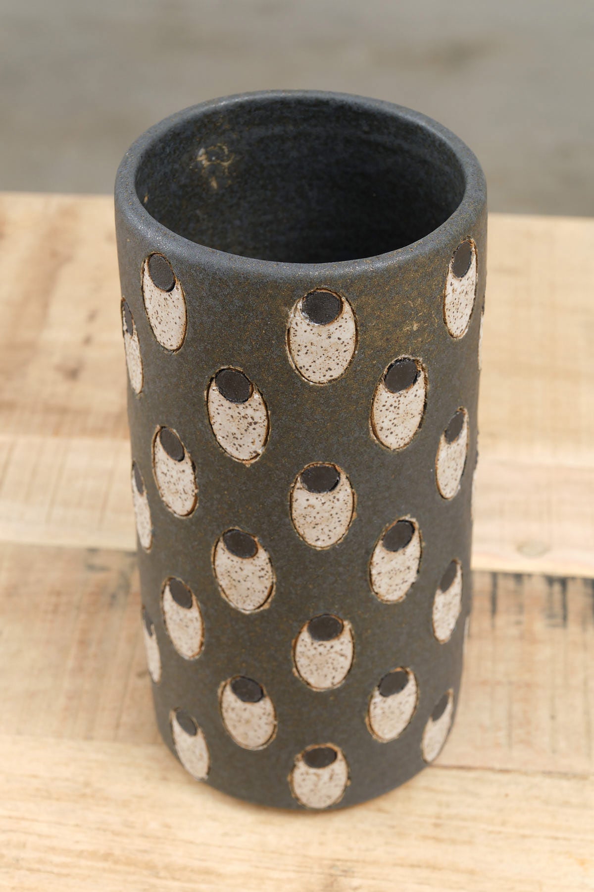 Blue Black Tall Eyes Vase by Matthew Ward Studio