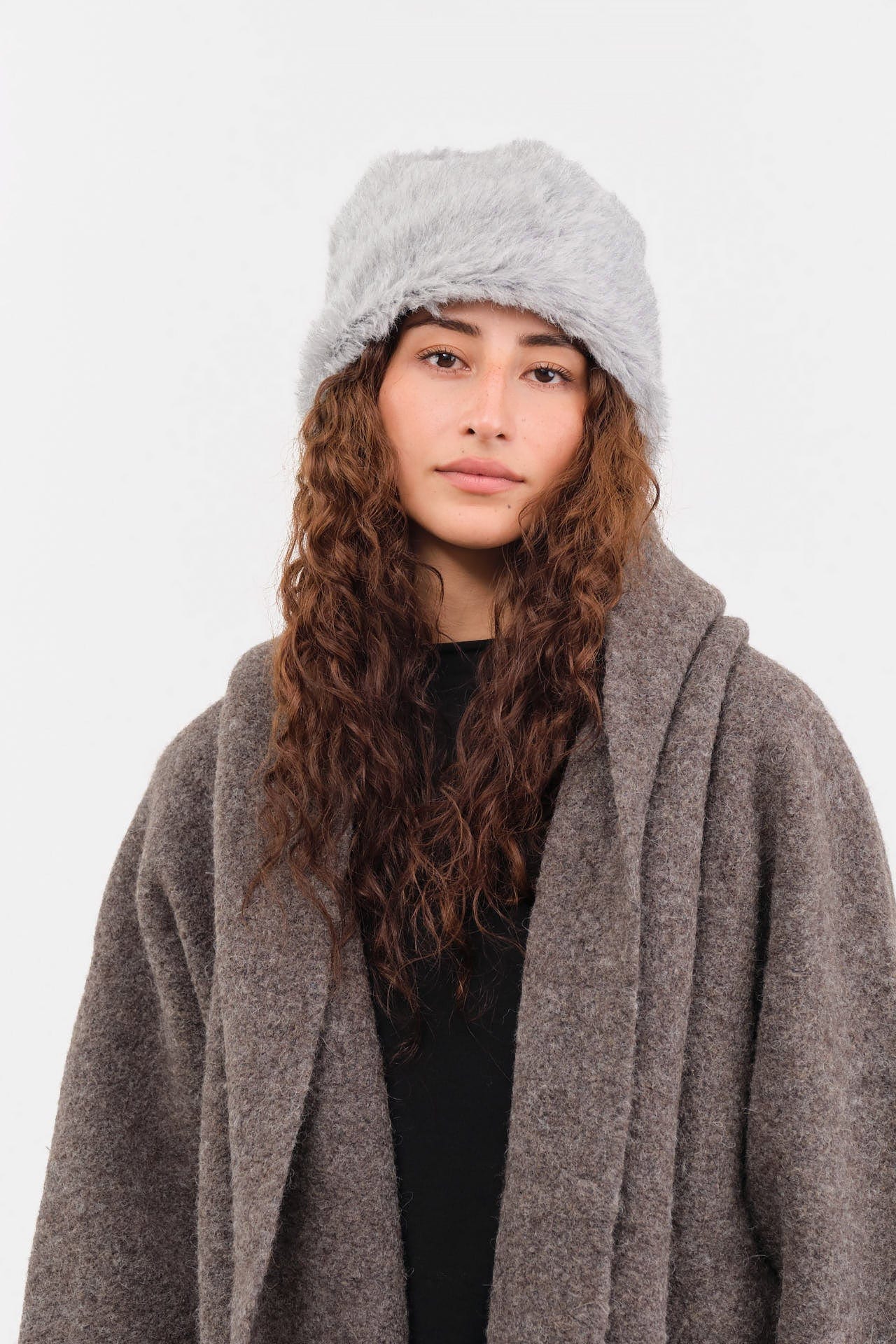 Mature Ha. Accessories Hats Alpaca Reversible Beanie in Grey X Black Grey X Black / One Size