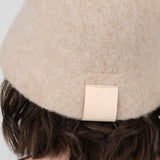 Mature Ha Designer Bell Hat in Camel Natural Brown Wool with Leather Tab