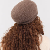 Mature Ha. Accessories Hats Black Merino Wool Beret Dark Brown / One Size