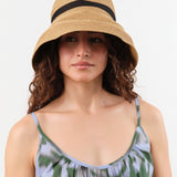 Mature Ha. Accessories Hats Boxed Hat with 11 cm Brim Organdy Ribbon in Mix Brown X Black Mix Brown X Black