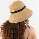 Mature Ha. Accessories Hats Boxed Hat with 11 cm Brim Organdy Ribbon in Mix Brown X Black Mix Brown X Black