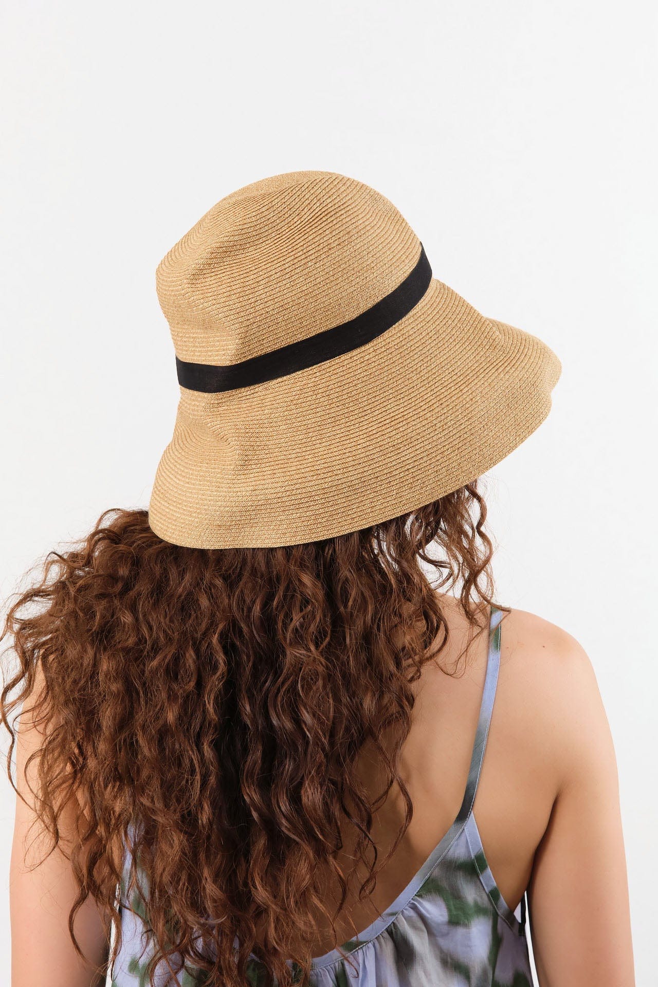 Mature Ha. Accessories Hats Boxed Hat with 11 cm Brim Organdy Ribbon in Mix Brown X Black Mix Brown X Black