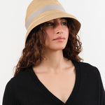 Mature Ha. Accessories Hats Boxed Hat with 7 cm Brim Organdy Ribbon in Light Brown X Grey Light Brown X Grey