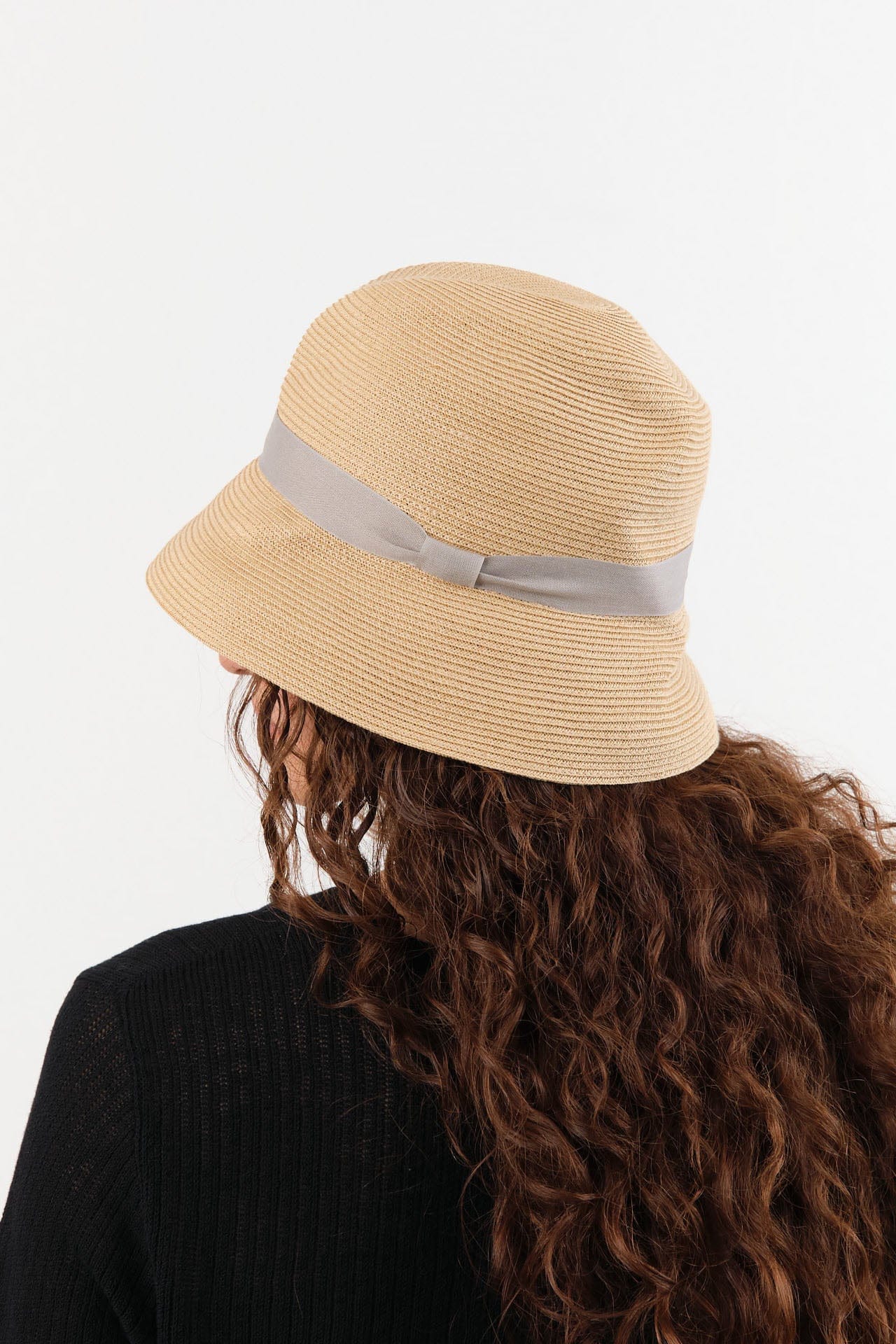 Mature Ha. Accessories Hats Boxed Hat with 7 cm Brim Organdy Ribbon in Light Brown X Grey Light Brown X Grey