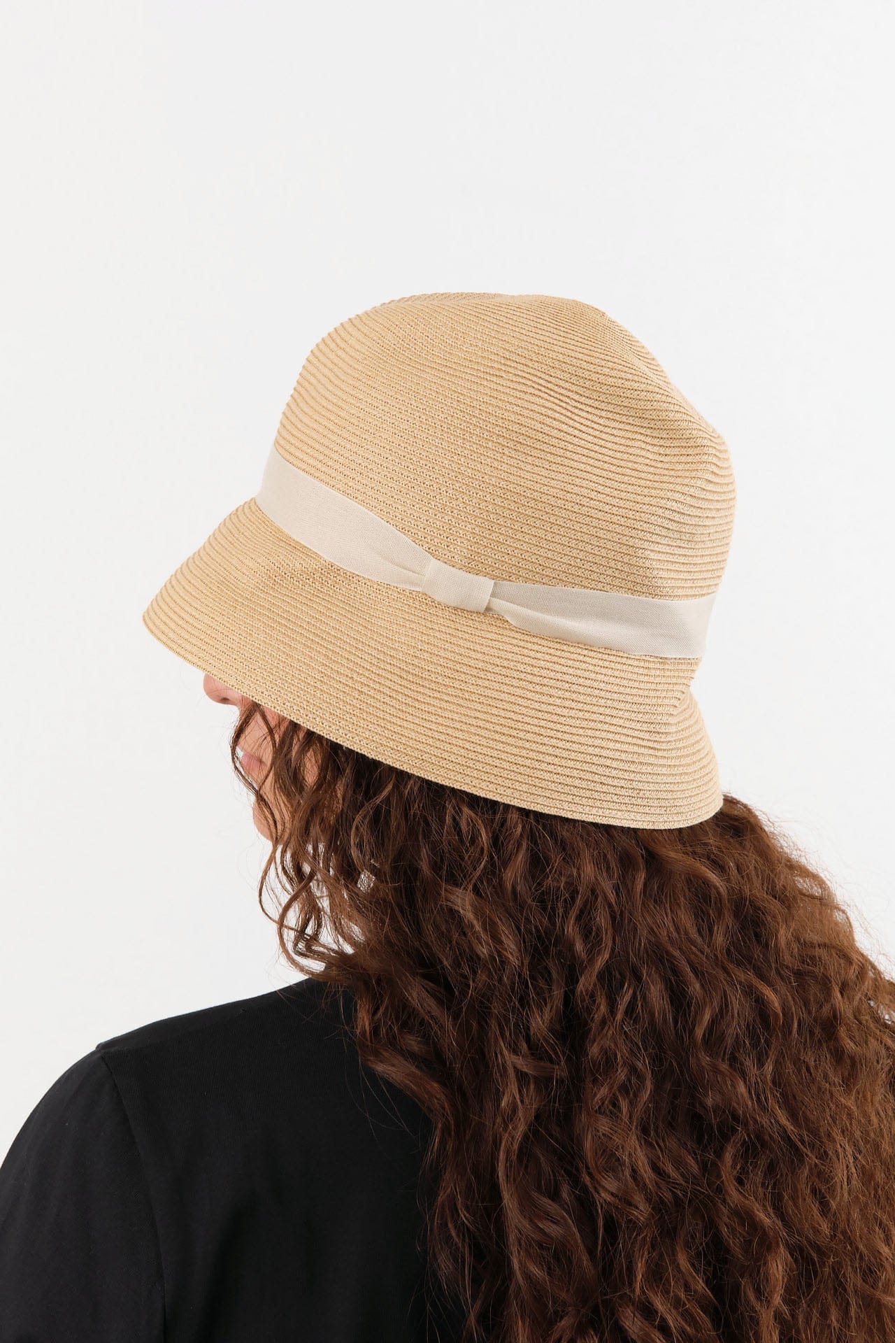 Mature Ha. Accessories Hats Boxed Hat with 7 cm Brim Organdy Ribbon in Light Brown X Ivory Light Brown X Ivory