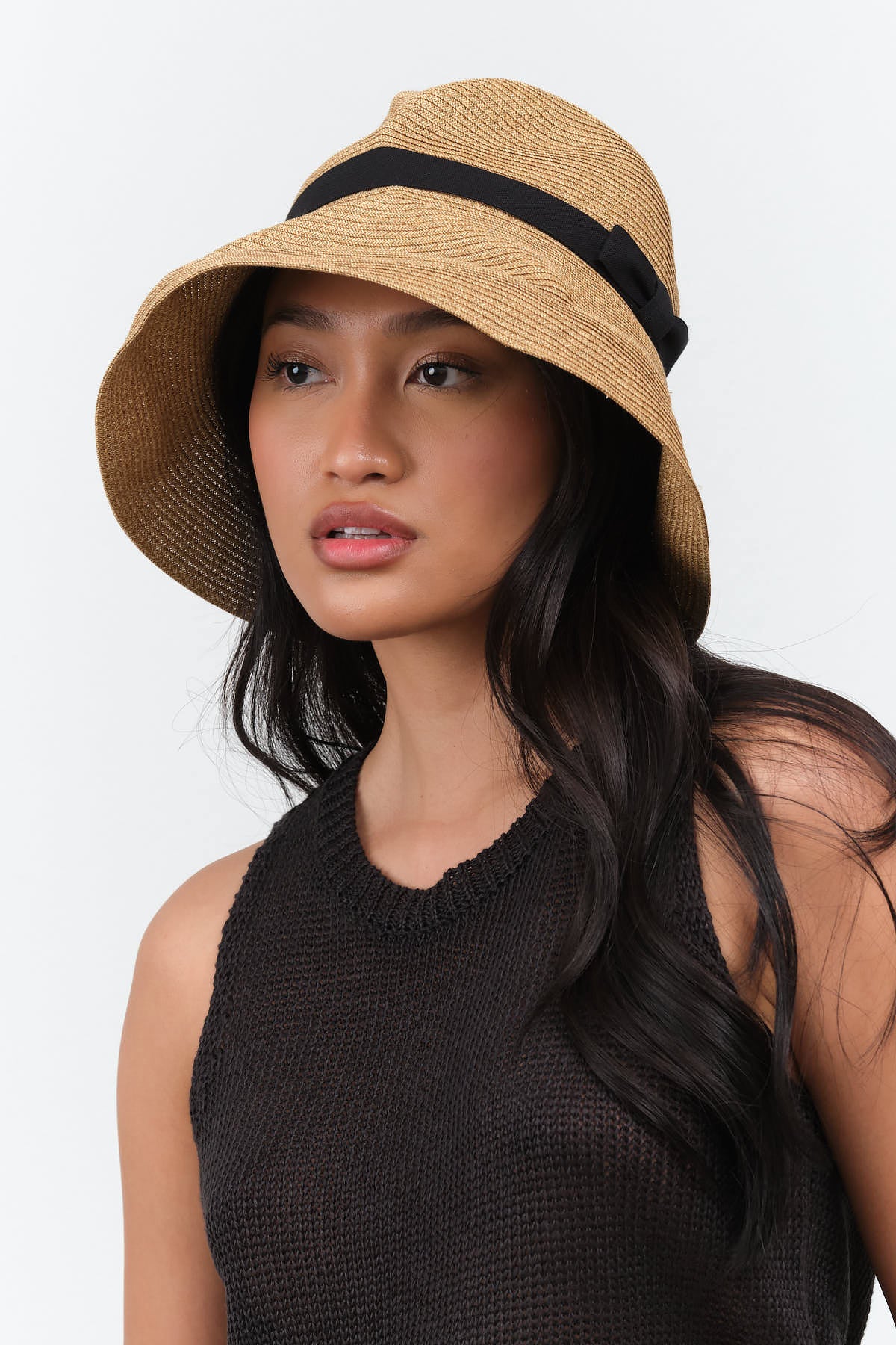 Styled view of Boxed Hat with Plain Tape in Black