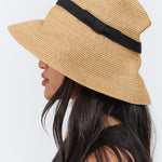 Side view of Boxed Hat with Plain Tape in Black