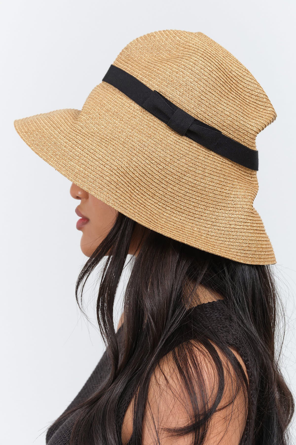 Side view of Boxed Hat with Plain Tape in Black