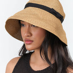 Front view of Boxed Hat with Plain Tape in Black