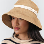 Side view of Boxed Hat with Plain Tape in Natural