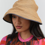 Side view of Boxed Hat with Switch Brim in Charcoal